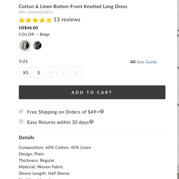 Communes Cotton Linen Blend Button Down Midi Dress - Picture 2 of 6